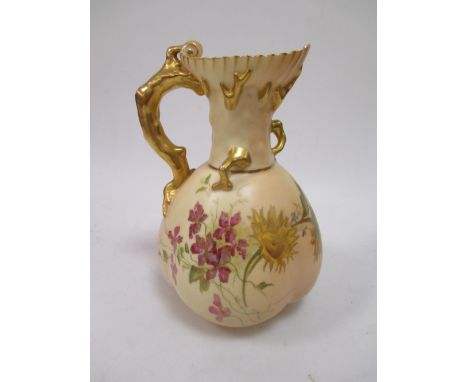 A Royal Worcester porcelain blush ground jug  