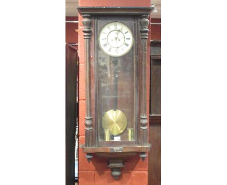 A 19th century Vienna regulator wall clock with weights  