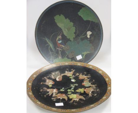 Two cloisonne enamel chargers (2)  