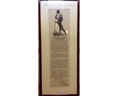 Poster for Vauxhall Garden Concert, 1833, print, inscribed under print, 56 x 14.5cm; together with Benard Direxit (French), L