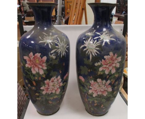 A pair of cloisonne enamel vases, 46cm (h) (2)  