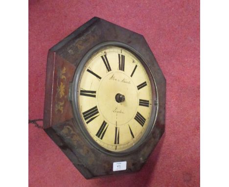 A 19th century rosewood brass inlaid Post Office alarm wall clock  