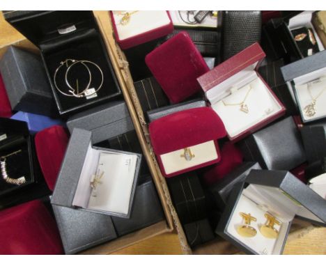 *A large quantity of assorted white and yellow metal jewellery, cufflinks, pendants etc, to include some gemset, gold plated 