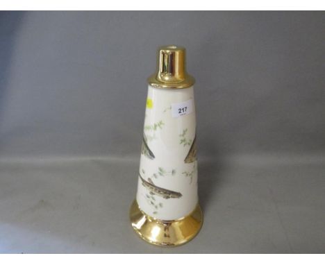 An unusual Braunton Studio ceramic lamp base decorated with freshwater fish