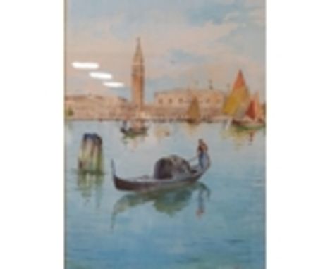 Bonomi signed framed and glazed watercolour Venetian scene together with a framed and glazed Garman Morris chromo lithograph 