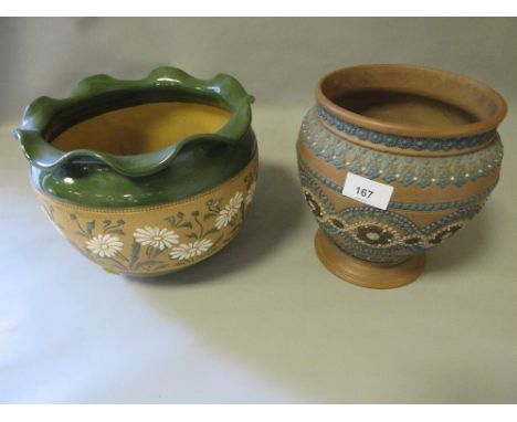 A Doulton Lambeth vase together with similar planter
