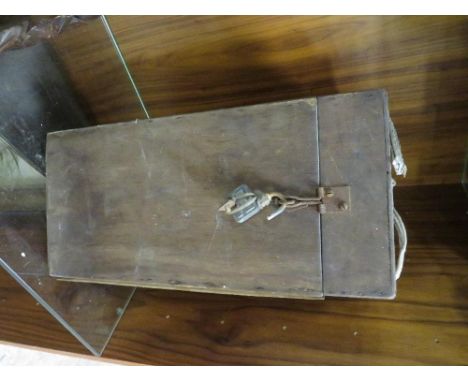 A vintage Tilley lantern in original wooden box with padlock