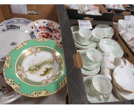 A tray of vintage comports etc together with a tray of assorted tea ware