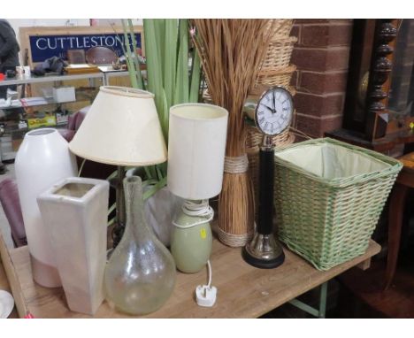 A small selection of ex-show home items to include a vase and lamp