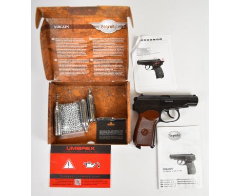 Umarex The Spirit of Legends Makarov .177 CO2&nbsp;air pistol with chequered faux wood grips and fixed sights, serial number 