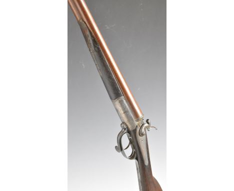 Deactivated Krupp 16 bore side by side hammer action shotgun with engraved locks, trigger guard, rotary underlever, top plate