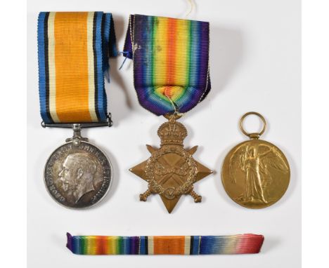 British Army WW1 medal trio comprising 1914/1915 Star, War Medal and Victory Medal named to 20357 Pte J C Hibberd, Army Servi