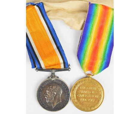 British Army WW1 medal pair comprising War Medal and Victory Medal named to 154649 Dvr J Dockerty, Royal Engineers