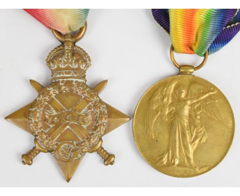 British Army WW1 medal pair comprising 1914-1915 Star and Victory Medal named to 3475 Pte J T Parkin, Cameron Highlanders&nbs