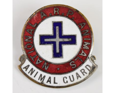 WW2 National ARP Animals / Animal Guard enamel badge, Vaughtons Ltd, Birmingham and number 724 to back