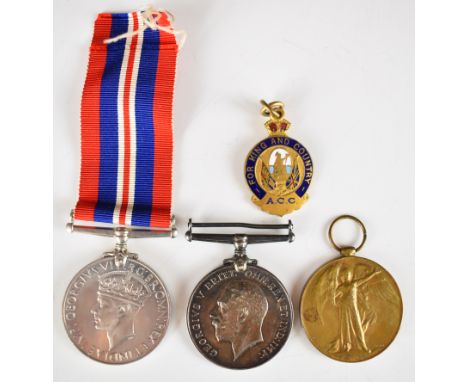 British Army WW1 medal pair comprising War Medal and Victory Medal named to 194081 Cpl F W Pollendine, Royal Engineers, toget