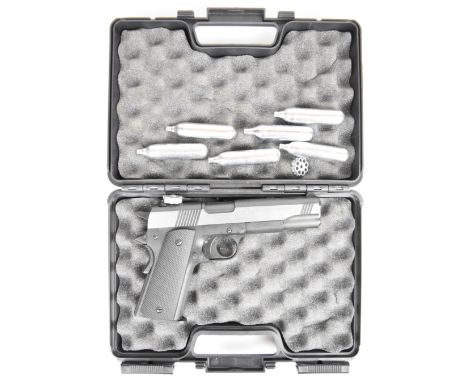 Umarex Colt Government 1911 A1 .177 CO2&nbsp;air pistol with chequered composite grips and two 8-shot magazines, serial numbe