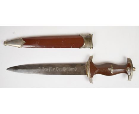 German Third Reich SA style / replica dagger with etched 22cm blade and scabbard. PLEASE NOTE ALL BLADED ITEMS ARE SUBJECT TO