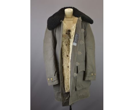 Swedish military style sheepskin lined overcoat / parka, retailed by &Ouml;JE Skinnbekladnad, size Large&nbsp;