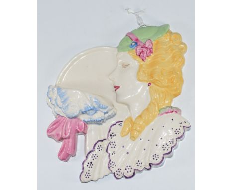 Clarice Cliff for Newport Pottery Art Deco figural wall pocket, shape no 819