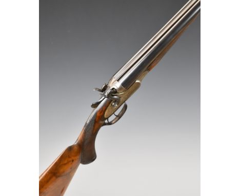 Mortimer & Son 12 bore side by side hammer action shotgun with named and engraved lock, engraved hammers, trigger guard, unde