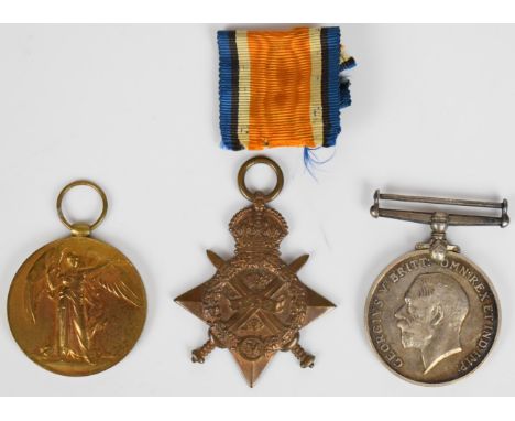 British Army WW1 medal trio comprising 1914 Star, War Medal and Victory Medal named to Captain R H Nolan (RAMC to Star)