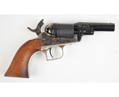 Deactivated Uberti &amp; Co Colt style .31 six-shot single action revolver with engraved scenes of figures on horseback to th