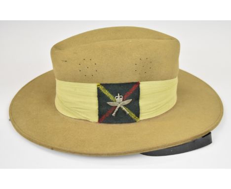 British Army Gurkha Rifles 'slouch' hat with Pagri badge and Lt QGO Limbj D Coy to sweatband&nbsp;