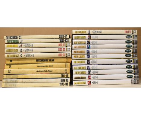 Twenty two Autocourse and Automobile Year books dating from 1971-2002