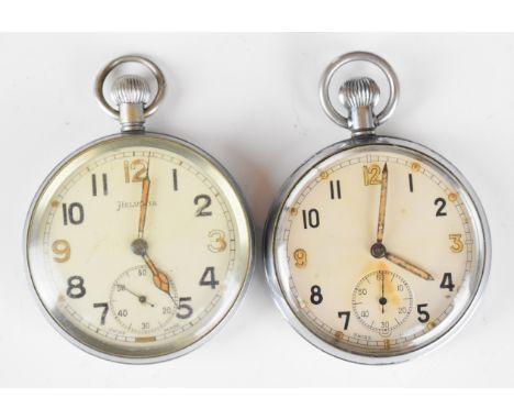 Helvetia pocket watch with MOD broad arrow mark GS/TP 182176 together with another similar example