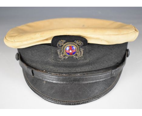 New York Yacht Club circa 1920/1930 cap with embroidered and enamel badge, marked to inside with New York maker's stamp