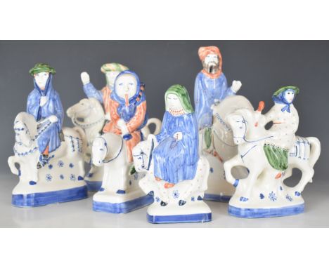 Rye Pottery six Canterbury Tales mounted figures, height 26cm