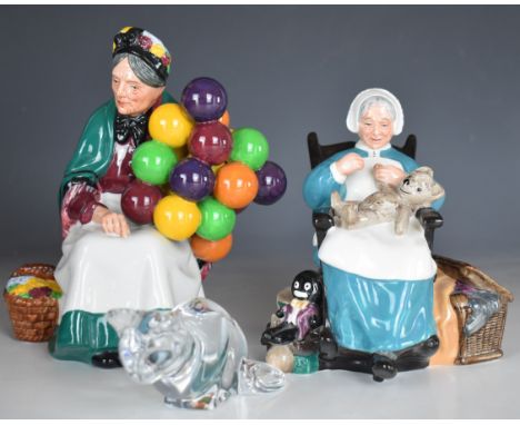 Royal Doulton character figures Nanny and The Old Balloon Seller, tallest 21cm