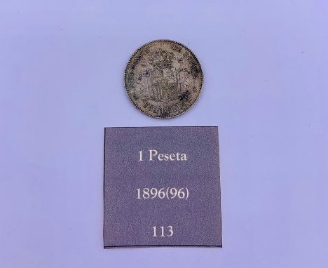 A Spanish 1896 1 peseta coin AUNC