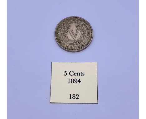 An 1894 United States Five Cent Coin AEF