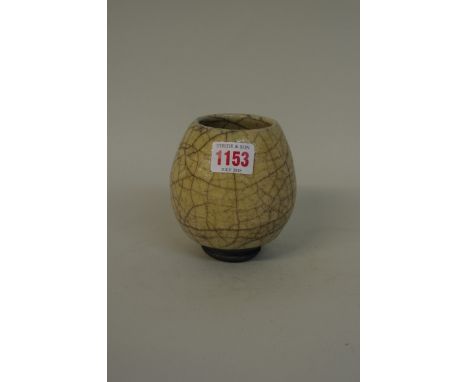 Simon Leach: a crackle glaze studio pottery vase, impressed monogram, 11cm high. 