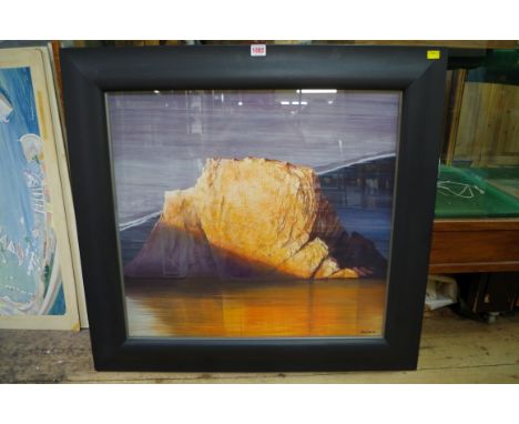 Ceri Aukland Davies, 'Goscar Rock, Evening Light', signed, egg tempura, 58.5 x 63.5cm.Provenance: inscribed on New Grafton Ga