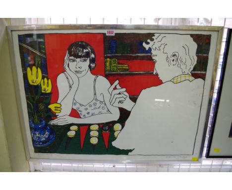 Edwina Sandys,&nbsp;'Backgammon', signed in pencil and inscribed 'Artist's Proof', colour&nbsp;lithograph, 51.5 x 72cm. 