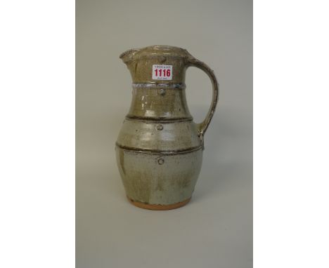 Jim Malone: a large Ainstable studio pottery stoneware jug, impressed marks, 26cm high. 