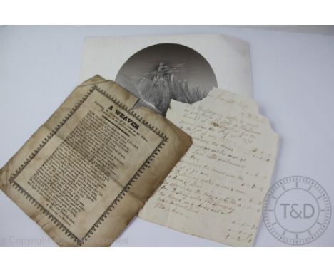 A selection of George III and later ephemera, to include a 1771 bill from a mole catcher and the subsequent response from the
