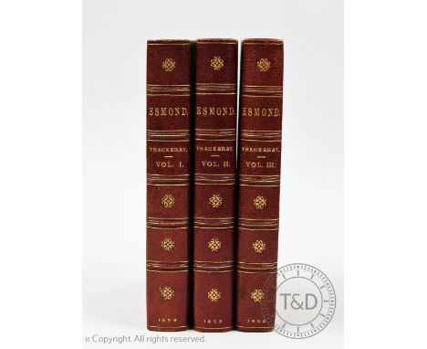 THACKERAY (W), ESMOND, first edition, three vols, 3/4 red leather with marbled boards, London, Smith Elder, 1852 (3)