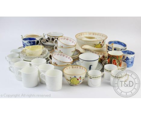 A collection of early 19th century and later tea wares, to include; a Newhall part tea service, decorated in the Shell patter