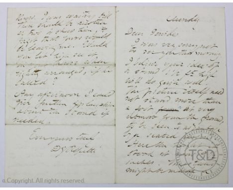 Dante Gabriel Rossetti (1828-1882) - two hand written and signed letters to Constantine Alexander Ionides (1833-1900) - colle
