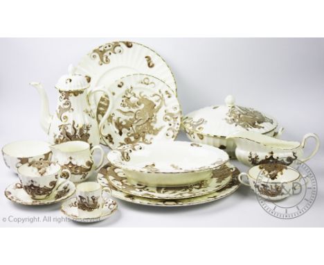 A Royal Worcester 'Dragon Sorrel' pattern one hundred and forty two piece part service, comprising: large tureen and cover, s