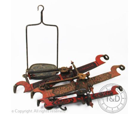 A collection of 19th century and later balance scales, to include; and Avery, Day & Millward, Birmingham and further painted 