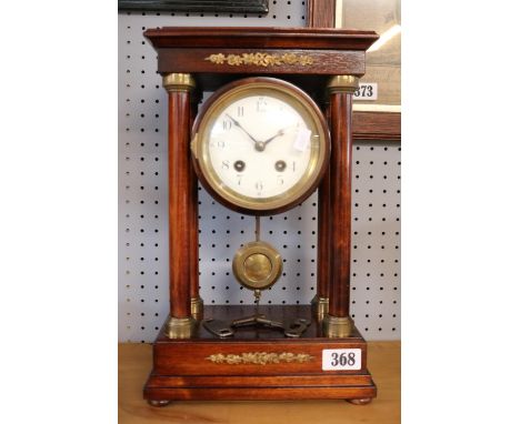 19thC Mahogany bracket clock with pillar movement supported on straight columns with gilt applied detail 