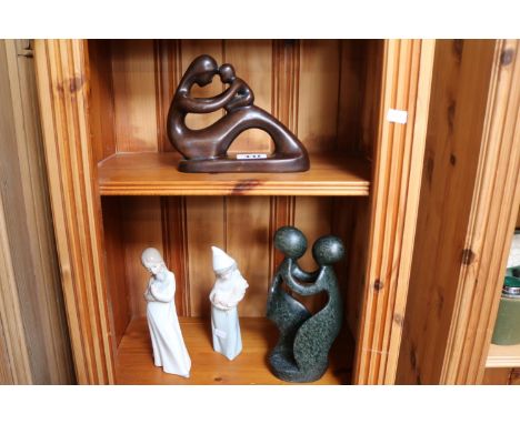2 Nao figures and 2 carved Marble figures 