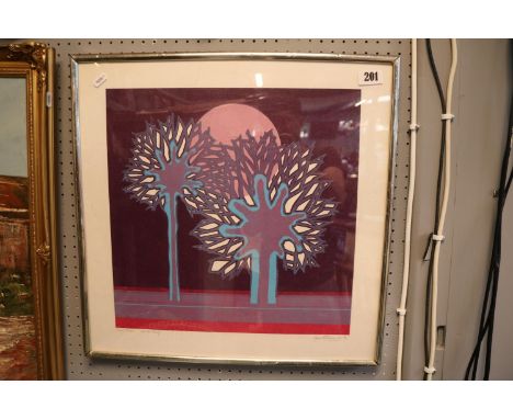 GERALD CLEMENTS. 'Town Trees' Artists Proof Screen print. Signed, titled, dated 1972 