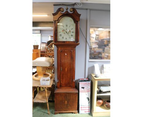 19thC Longcase clock by Benjamin Smith of Alfreton with roman numeral dial and painted floral decoration withing glazed and i