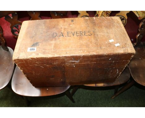 Pine and Ply Wood workers box with assorted wood working tools to include Stanley Planes, Spoke Chavers, Set Square etc